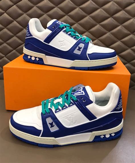 louis vuitton sneakers heren blauw|louis vuitton blue trainers.